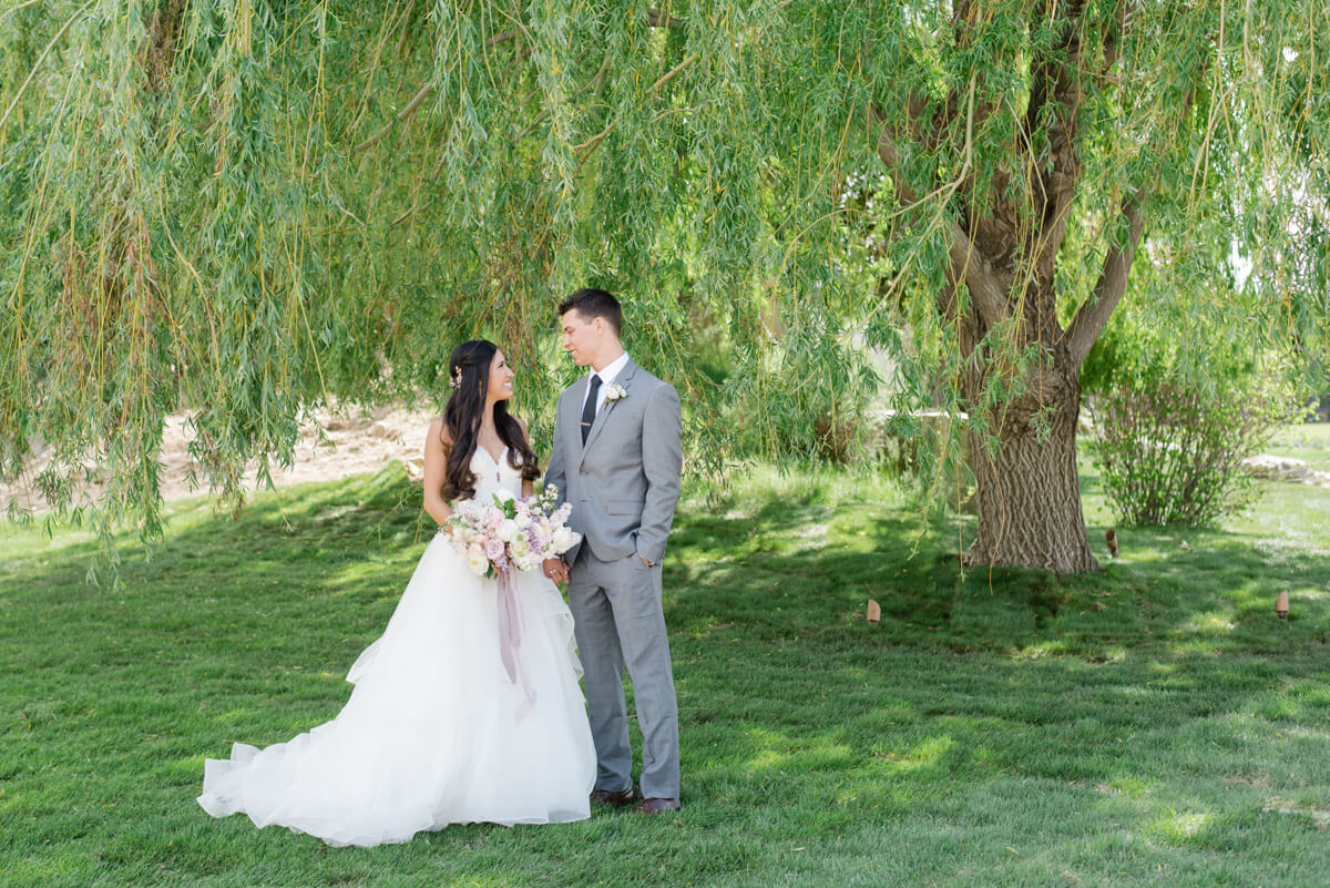 bride and groom willow tree